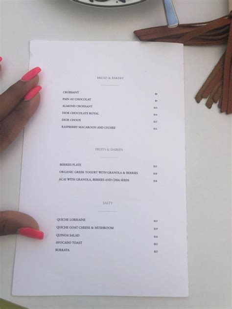 restaurant dior menu|Dior cafe Miami fl.